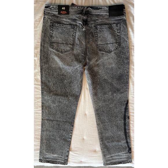 NWT Von Dutch Jeans Mens 40 Gray Acid Wash Black Logo Straight Leg 5 Pocket - Picture 3 of 13